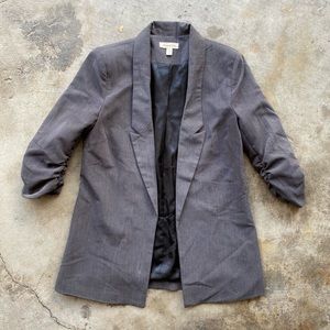 Silence + Noise Gray Blazer with Ruched Sleeves